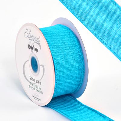 Eleganza Wired Edge Burlap 38mm x 10m Turquoise No.55 - Ribbons